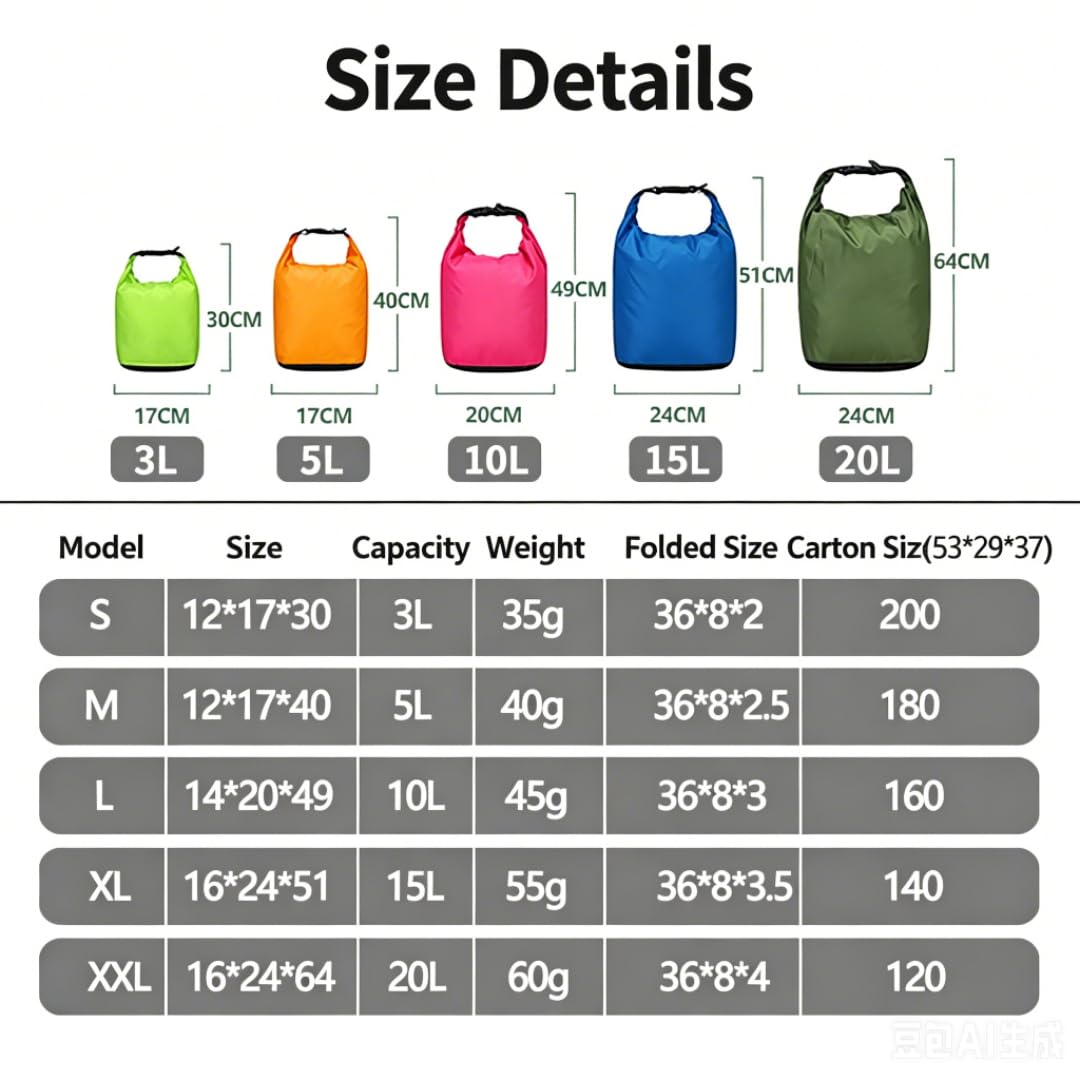 Bolsa Seca Impermeable Plegable Portátil para Exterior | Estampado A Cuadros, Neutro Para Género, Multiuso Rafting Camping Senderismo Playa
