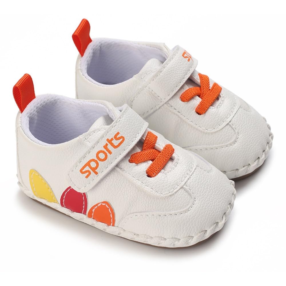 6 To 12 Months Baby Boys & Baby Girls Sports Orange Anti Slip Hook & Loop & Lace Shoe Booties-BT5469-image-22