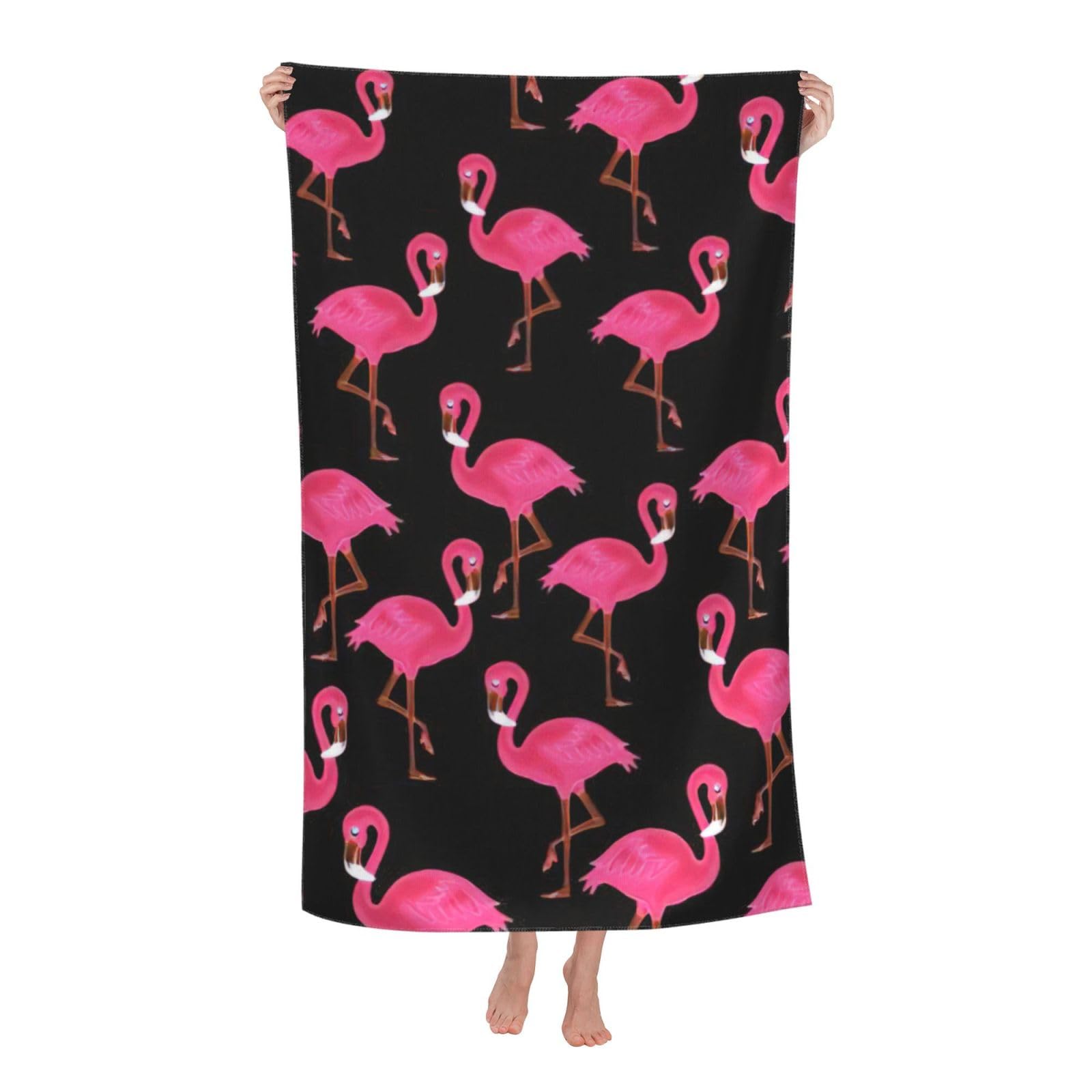 NImongt Lovely Pink Flamingos Print Oversized Adult Beach Towel For Travel Weekend Getaways Festivals Camping Trips