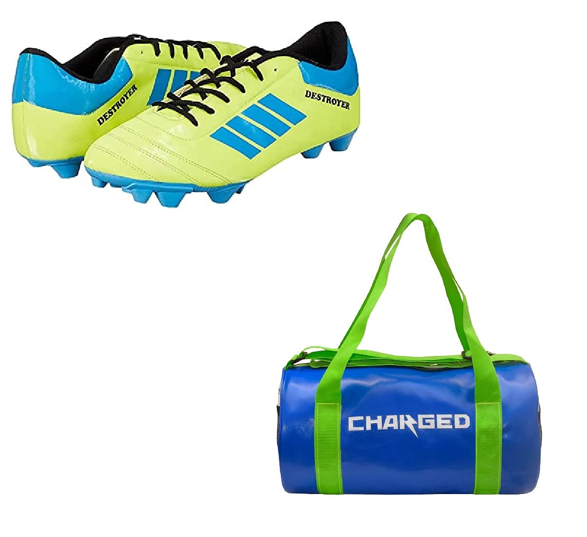 Charged Sports Bag Adena Blue With Gowin Football Shoe Destroyer Cyan Size-9