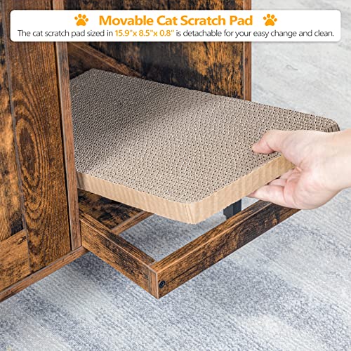 Alloswell Cat Litter Box Enclosure, Modern Cat Litter Box Furniture Hidden, Cat Washroom Storage Bench With Cat Scratching Pad, Easy Assembly, For Living Room, Bedroom, Bathroom, Rustic Brown Cwhr7001 #TOP3
