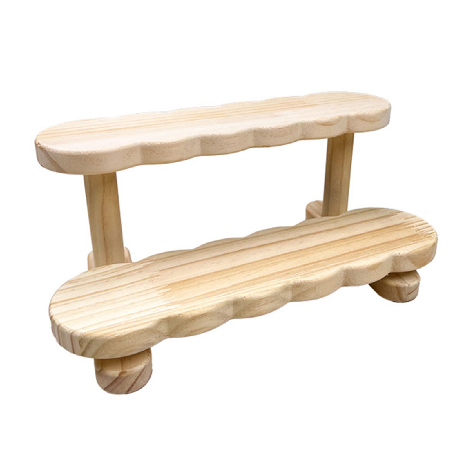 Jazuaiao Sturdy Wood Collectible Display Rack Natural Wood Stand Sturdy Display Holder Rack for Displaying Important Figurines