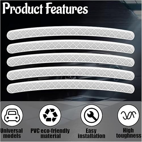 Miniatura 4 de 20 calcomanías reflectantes a rayas para ruedas de automóvil, calcomanías de advertencia de seguridad nocturna para ruedas de automóvil, calcomanías