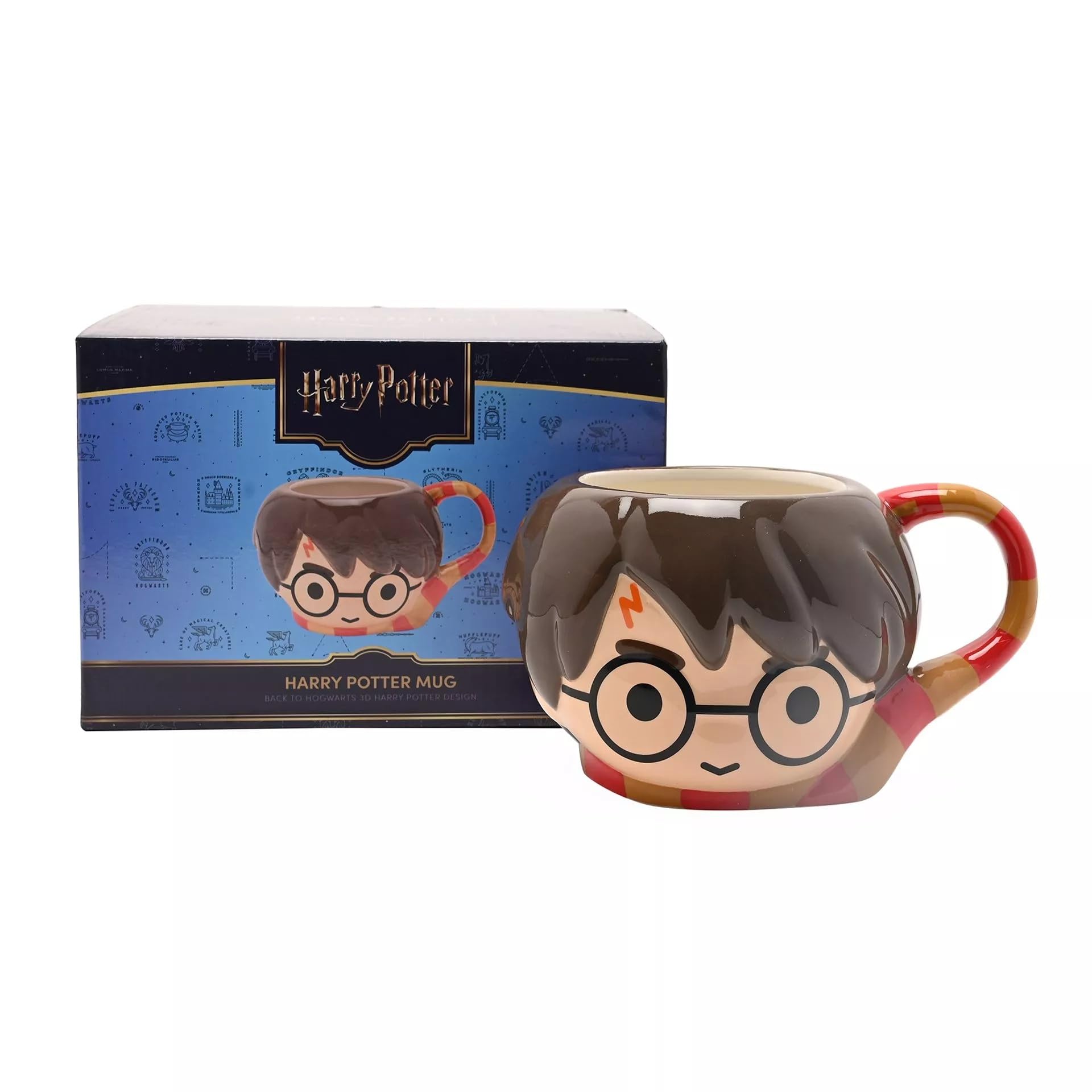 Harry Potter 'Back to Hogwart' kubek 3D, wzór postaci z okularami i blizną na błyskawice, ceramiczny, kolorowy uchwyt Gryffindor, 300 ml