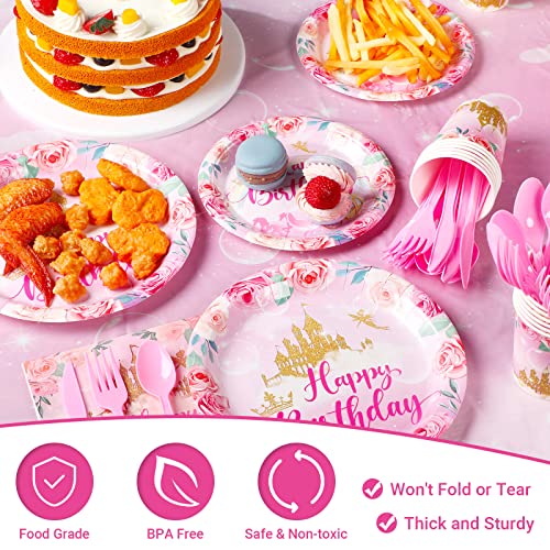 172 Pcs Princess Birthday Party Supplies Serves 24 Include Princess Castle Tablecloth Pink Princess Birthday Banner Princess Party Plates And Napkins Tableware Set For Girls Princess Theme Decorations #TOP3