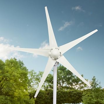 Wind Turbine Generator Kit - 12V, Low Start-Up Speed Free Energy Generator - White