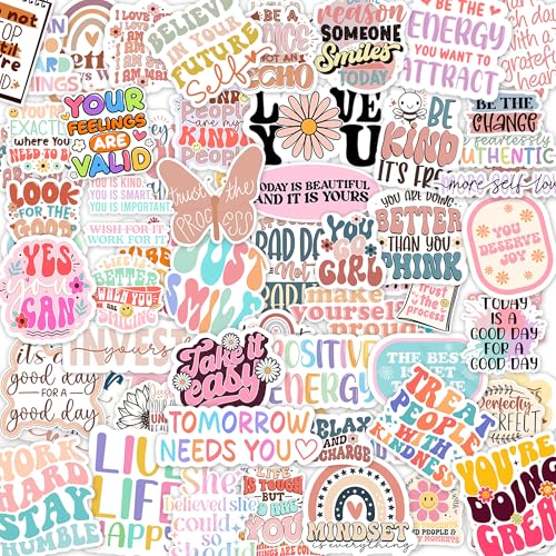 300PCS Motivational & Affirmation Stickers by Puraesla – for Vision Board, Positive Inspirational Decals for Water Bottles, Laptops, Planners, Journals, Scrapbooks & Teachers