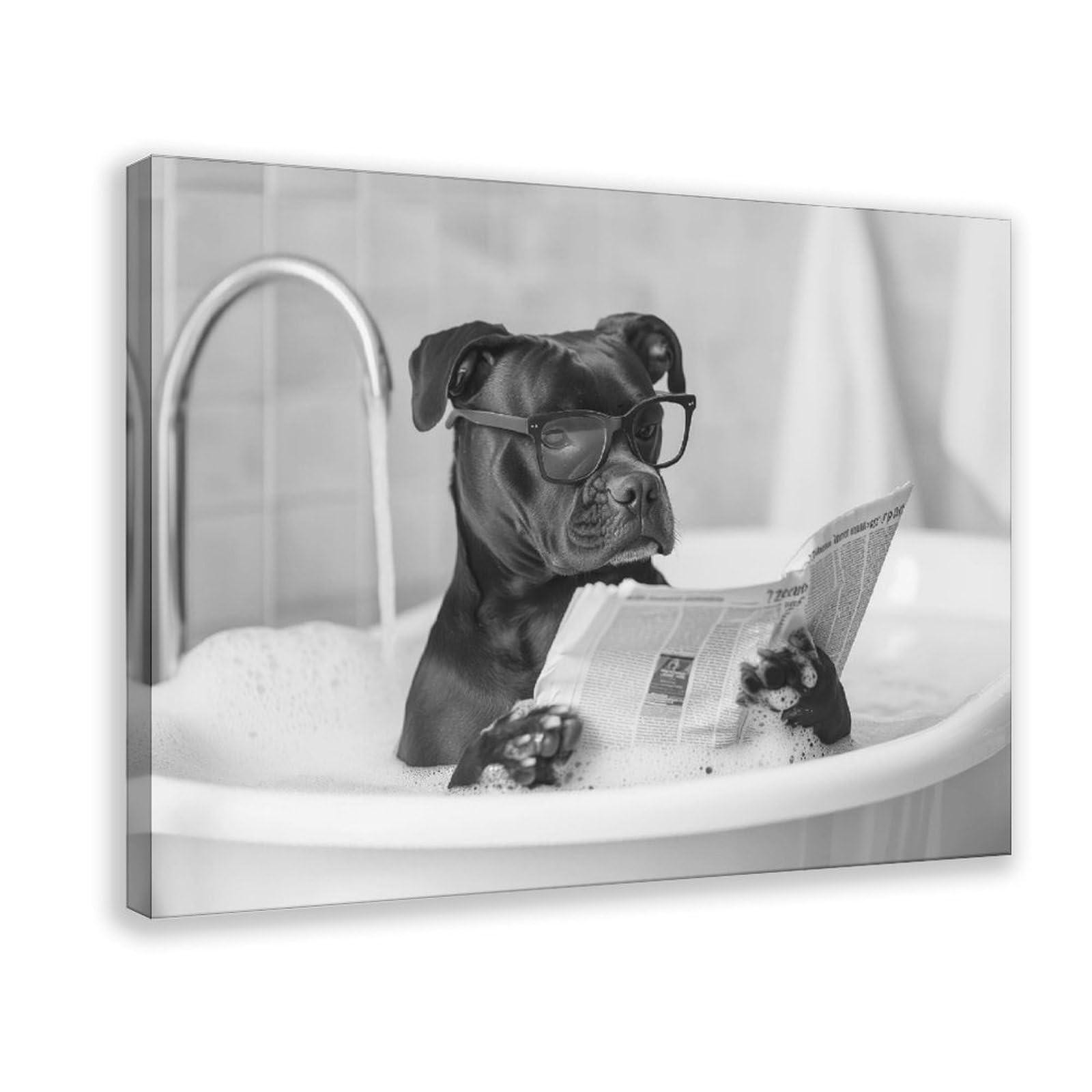 NCUDANK Staffordshire Bull Terrier in The Bathtub Canvas Poster Bedroom Decor Landscape Office Room Decor Gift 12x18inch(30x45cm)