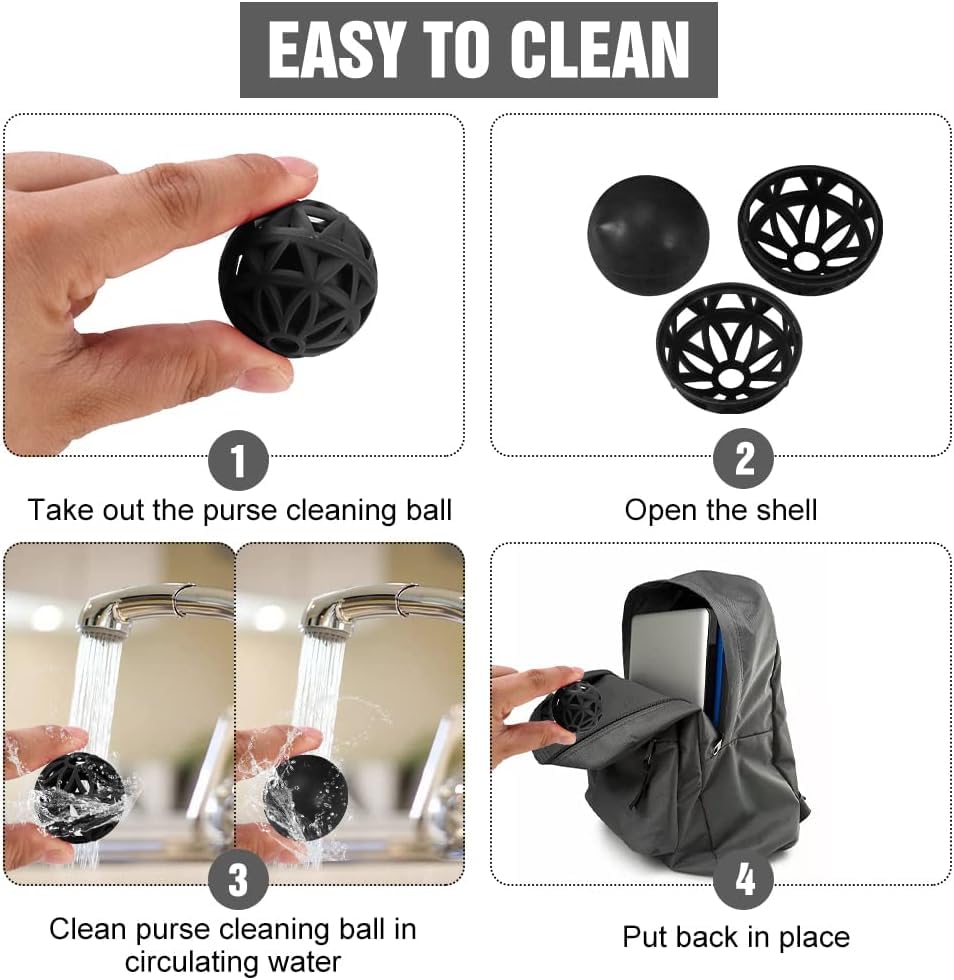 Image of Purse Cleaning Ball, Reusable Clean Balls, the Cleaner Ball Picking Up Dust Dirt Debris Sticky in Purses, for Backpacks School Bags Handbags - Laundry Balls for Washing Machine