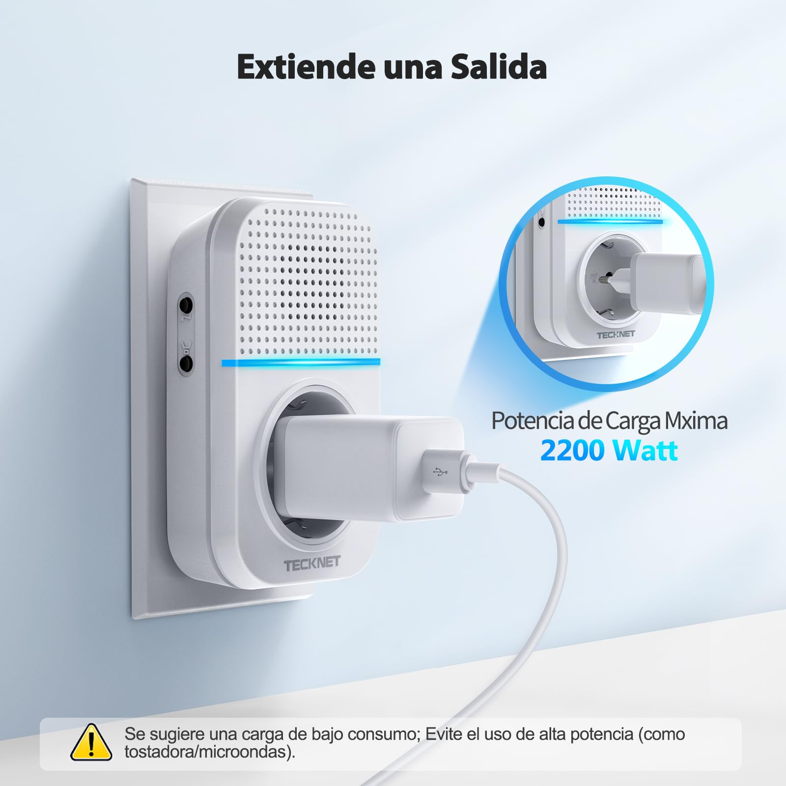 TECKNET Timbre Inalámbrico con Enchufe Timbre Impermeable para Puerta, 60 Melodías Rango de 400M de Distancia Timbre para Casa, 5 Niveles de Volumen, No Necesita Batería