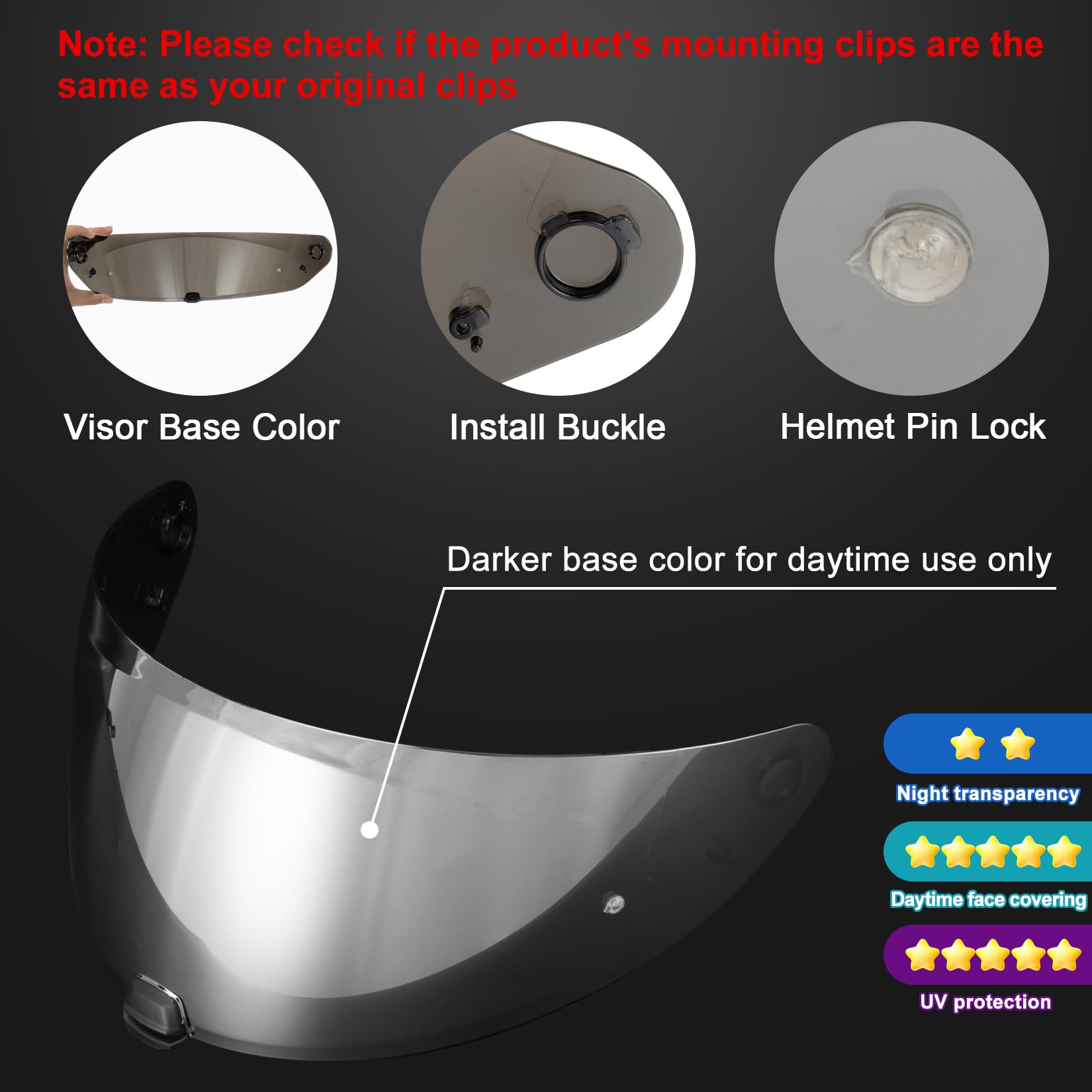 PSLER Visiera per HJC i70 i10 HJ-31,Visiera Colorata Accessori per Casco da Moto Ricambio(Argento)