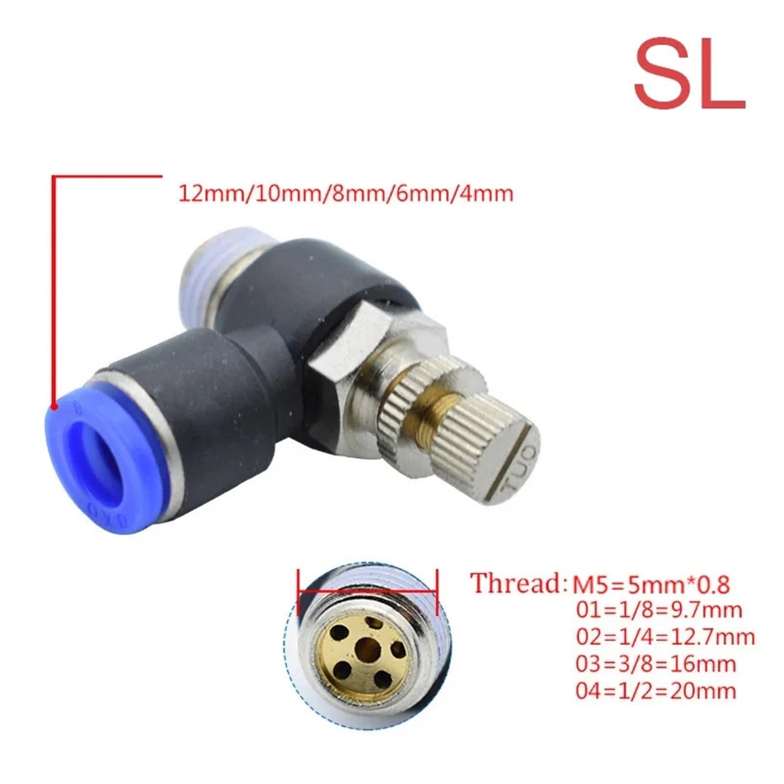 Raccordo pneumatico connettore aria PC/PCF/PL/PB/PLF 4/6/8/10/12 mm filettatura 1/8 1/4 3/8 1/2 raccordi rapidi per tubi flessibili 1 pezzo (OD10mm-1I2, PLF)