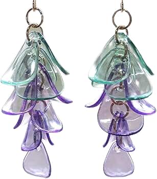 No.707 【10ペア】お花  薄桃紫色 ハンドメイド ピアス イヤリング パープル 紫 カラフル クリア ミニフラワー 3連 ピアス
