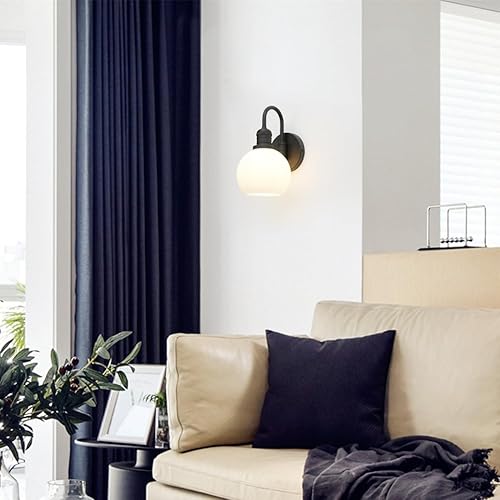 Miniatura 5 de Yosoan Aplique de pared de baño vintage de latón bohemio con pantalla a rayas, 1 lámpara industrial con cable para montaje en pared, pantalla de