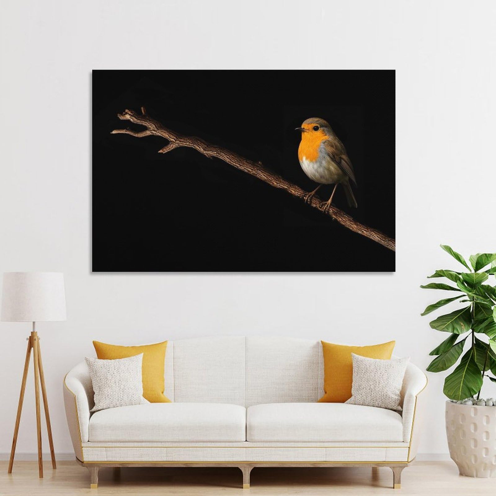 Junmoney Decorative Wall Artwork The European Robin, 16x24inch(40x60cm), for Corridors, Hallways Or Apartment Entries, Wall Decor to Refresh Empty Corners