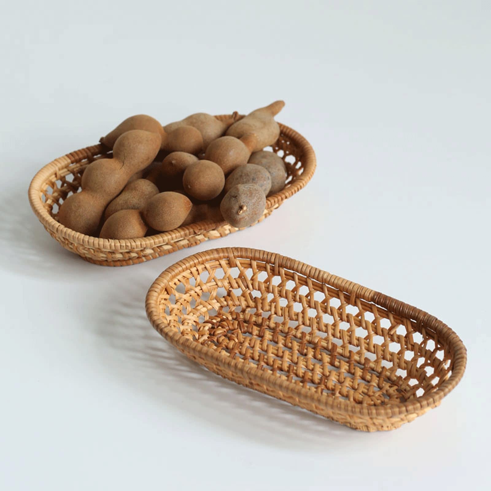UNNS Bandeja Decorativa Bandeja Trenzada Oval Mano Trenzado Bandeja Sirviendo Tray Tabla de café Bandeja Desayuno Comida rápida Aperitivo Serving Party Bandeja Bandejas para Servir