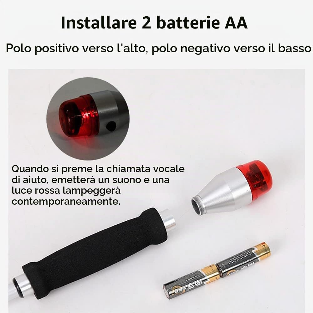 JZJZ Bastone da Passeggio Intelligente Stampella cieca con Allarme vocale sonoro e Luminoso Bastone Pieghevole telescopico Pieghevole Ausili per Non vedenti(Color:A)