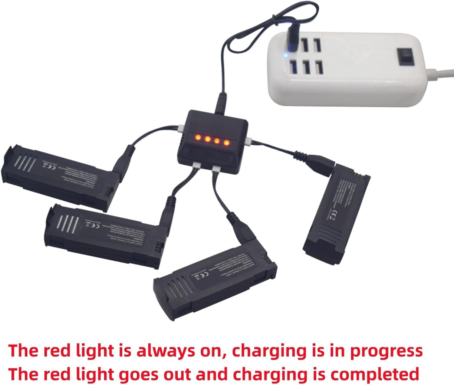 sea jump 4PCS 3.7V 500mah Lipo Battery with 4in1 Charger for D20 Mini Drone Folding Quadcopter Spare Parts