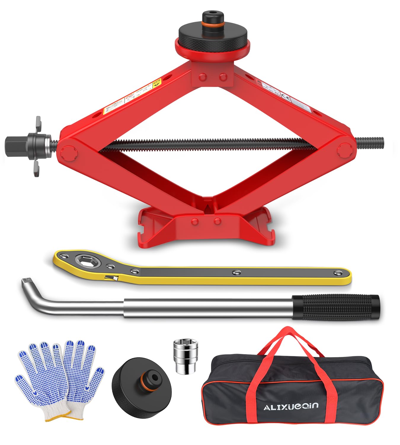 Car Jack Kit 2.5 Ton Scissor Jack for Tesla Model Y Model 3/S/X, Red Tesla Jack Kit with 2 Tesla Jack Pads