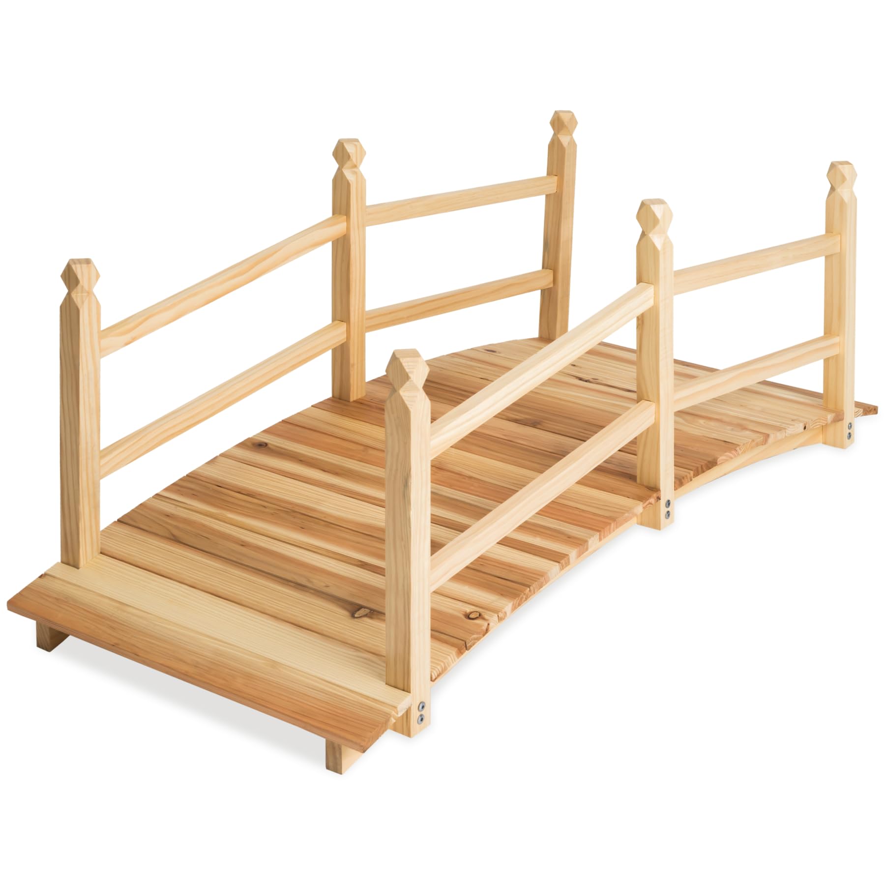 tectake® Puente de Jardín de Madera con Barandilla, para Estanque Jardin Exterior y Arroyo, Mini Puente Decorativo, Pasarela de Madera para Jardín, Decoracion Jardin Exterior - 137 x 58 x 58 cm