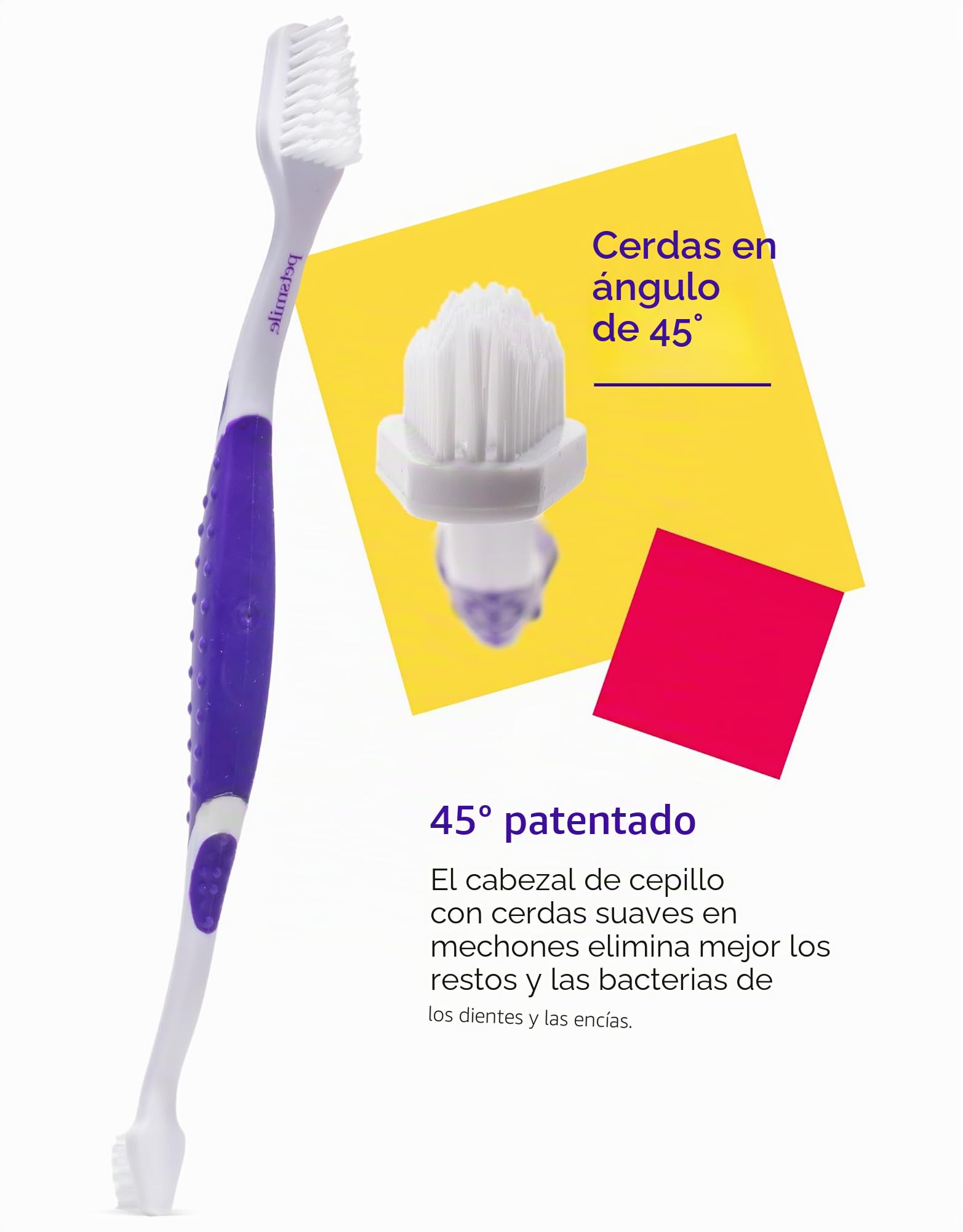 petsmile Cepillo de Dientes Profesional para Mascotas Cabeza de Cepillo de Doble Extremo Patentado 45° – Cepillo de Dientes de Perro