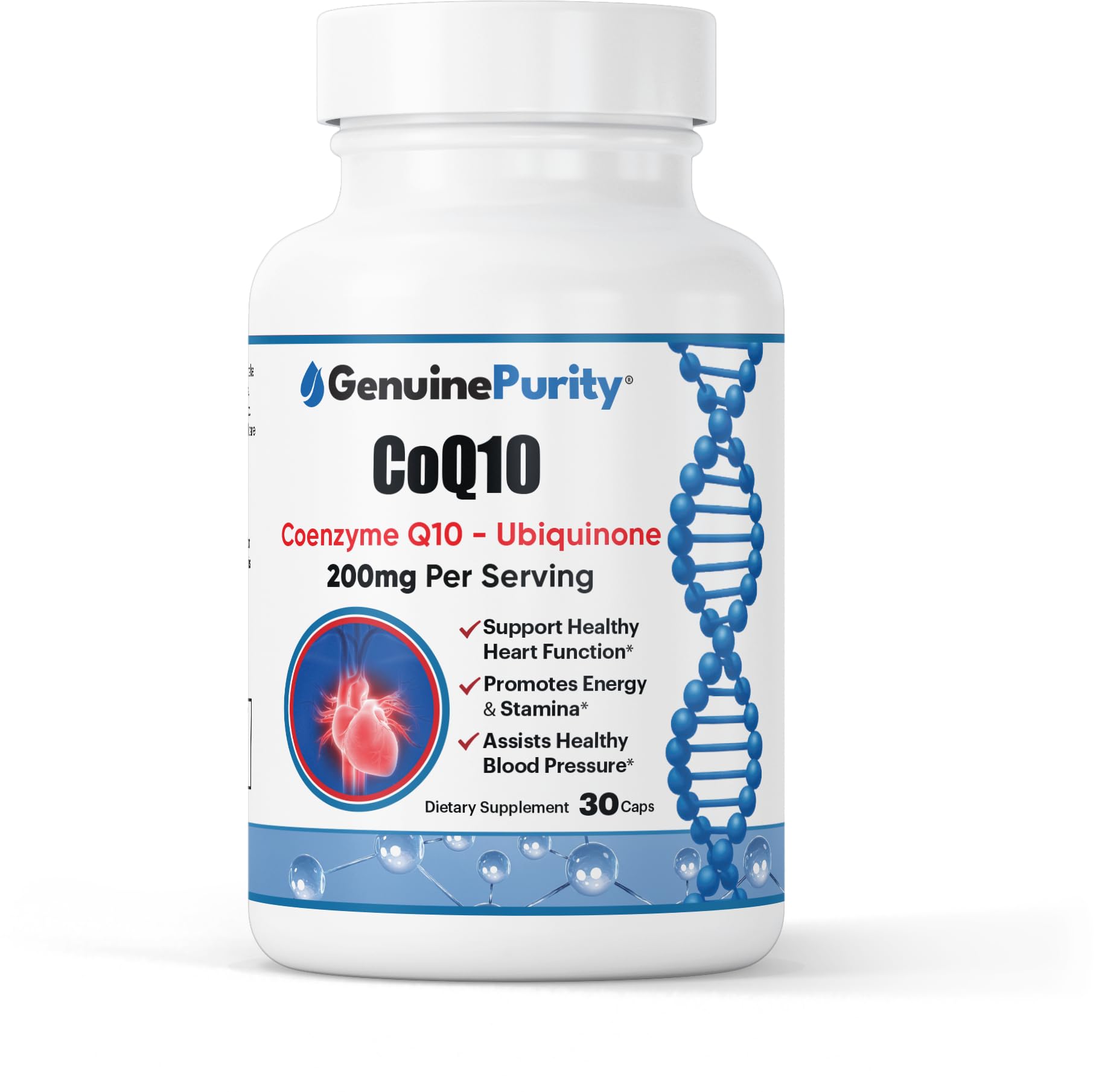 CoQ10 200mg - Advanced Coenzyme Q10 Ubiquinone Supplement for Cellular Energy, Daily Vitality & Antioxidant Support - 30 Vegan Capsules, Non-GMO, Made in USA