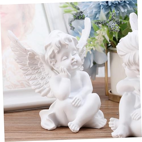 Miniatura 2 de LIFKOME 1 par de figuras de querubín de Navidad, adornos navideños para exteriores, estatua de jardín, esculturas de hadas, estatuas de querubín