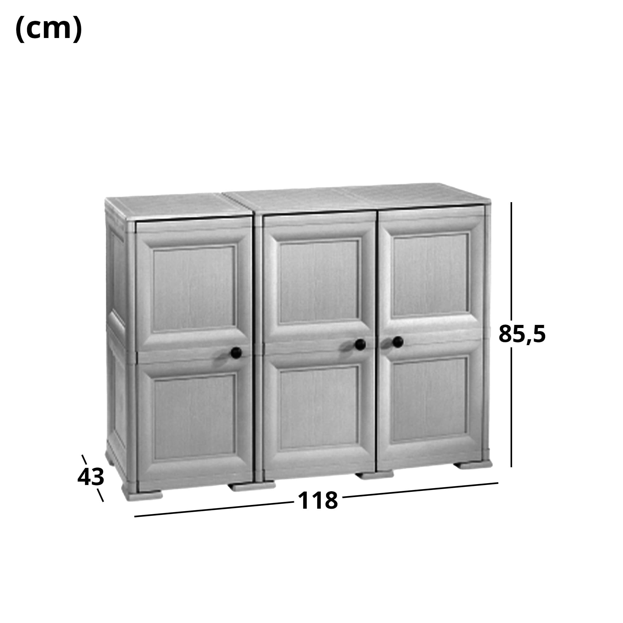 Tontarelli S.p.A. Armadio 3 2 Moduli, Ante Lisce Mobile Contenitore, Angora, 118x47x85.5 cm