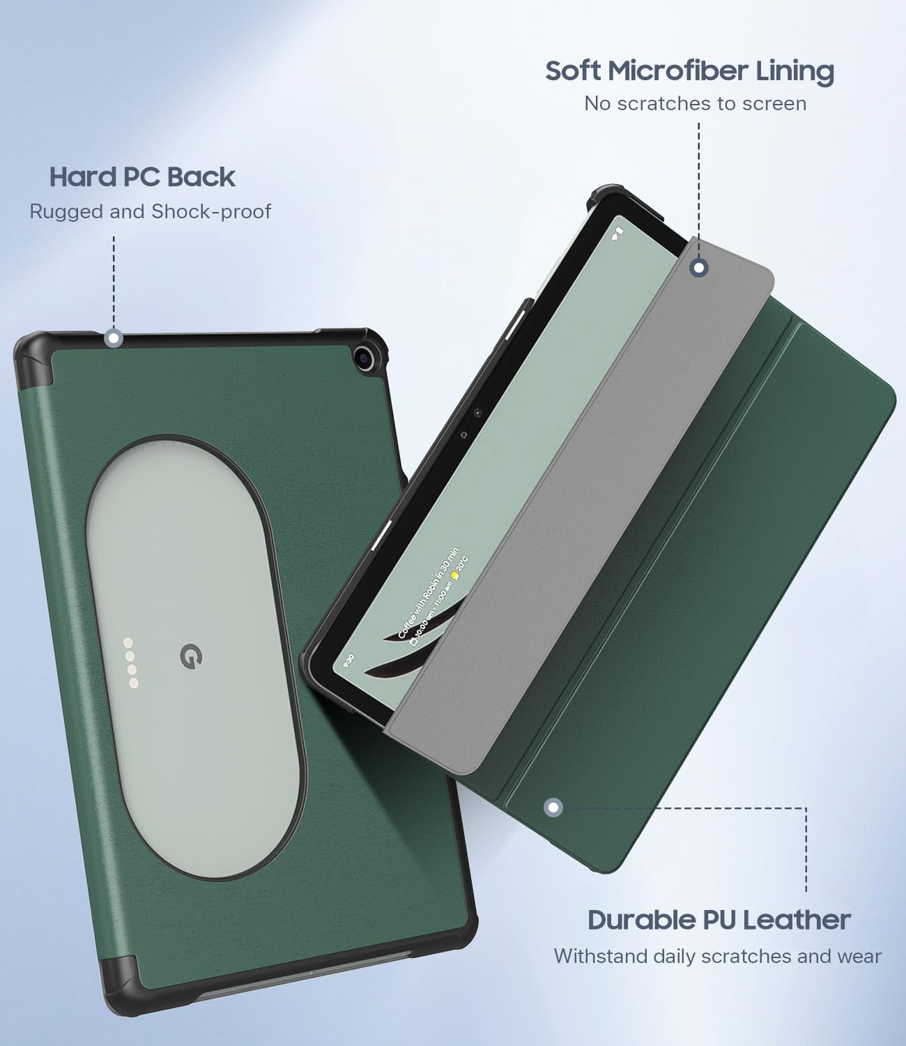 TiMOVO Designed for Google Pixel Tablet Case 11 inch (2023), Slim PU Leather Trifold Stand Cover Case for Pixel Tablet, Compatible with Charging Speaker Dock, MidnightGreen