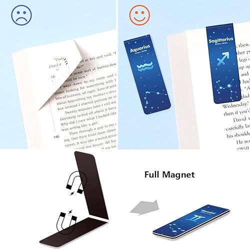 Miniatura 2 de UpUDo Paquete de 12 marcapáginas magnéticas, clip de marcador de libro para profesores, estudiantes, amantes de los libros, impresión en 2 lados