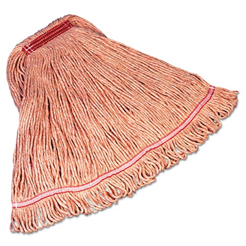Image of Rubbermaid Commercial Products Super Stitch Blend Mop Head Replacement, 1-Inch Headband, Large, Red, Heavy Duty Industrial Wet Mop for Floor Cleaning in Office /School /Stadium /Lobby /Restaurant