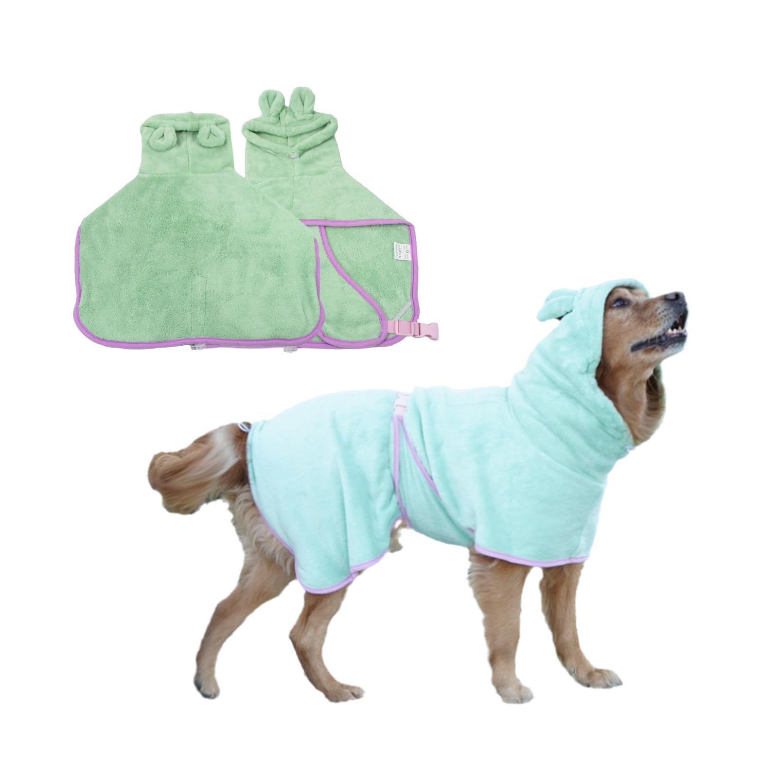 Serviette de Bain pour Chien, Peignoir à séchage Rapide pour Chiens, Manteau à Capuche en Microfibre Super Absorbant, Serviette de Plage pour Animaux de Compagnie