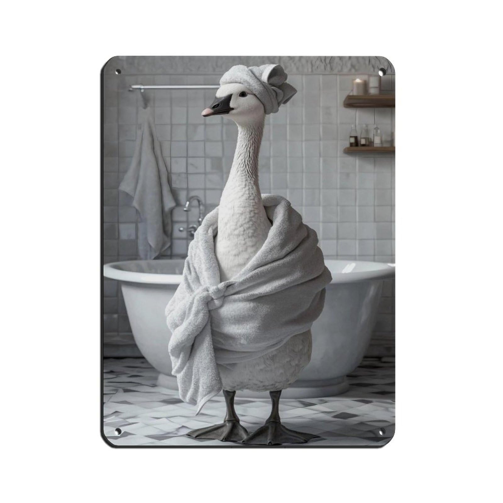 Lxwnze 30L X 40W Cm Quirky Swan,Funny Animal Retro Poster Metal Tin Sign Chic Art Retro Iron Painting Bar People Cave Cafe Family Garage Poster Wall Decoration 12X16inch(30X40cm)