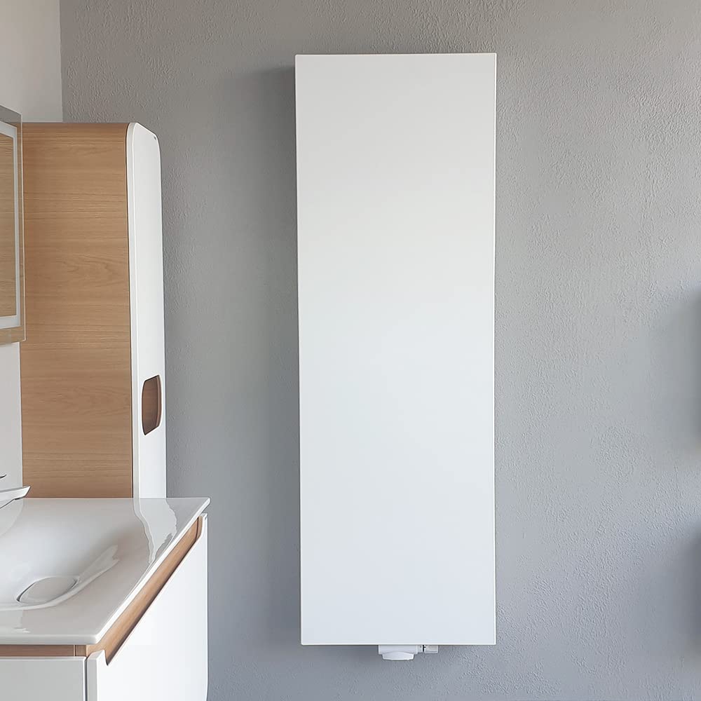 Belrad Radiador de diseño vertical 1800 x 400 - Radiador plano con conexión central Typ22 - Radiador de pared con 1394 W blanco - Radiador de diseño compacto, estrecho y eficiente energéticamente