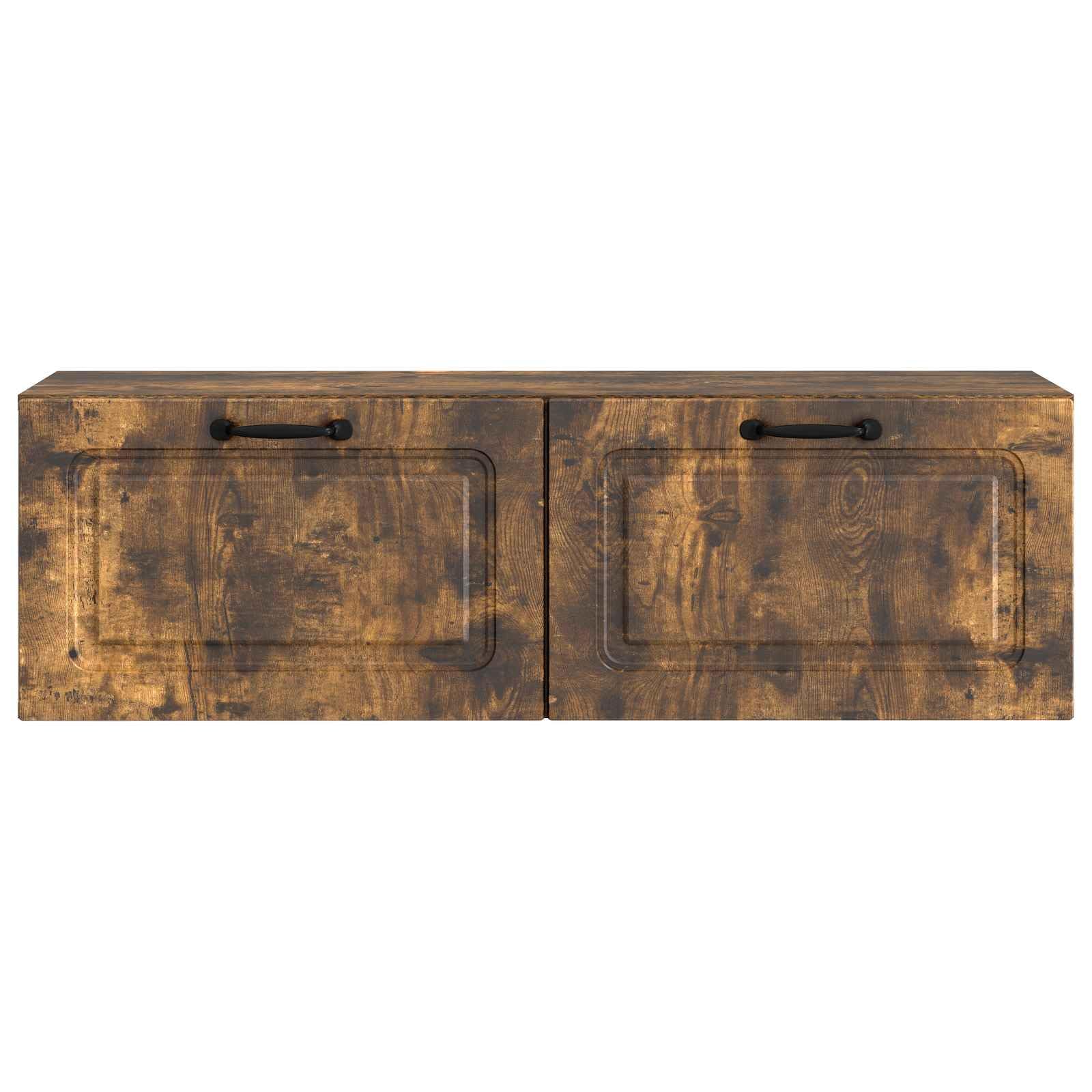 Mobile TV da parete in legno di rovere affumicato, 98 x 31 x 30 cm, con molto spazio, ante girevoli, salvaspazio, per soggiorno, home theater, gaming e HiFi