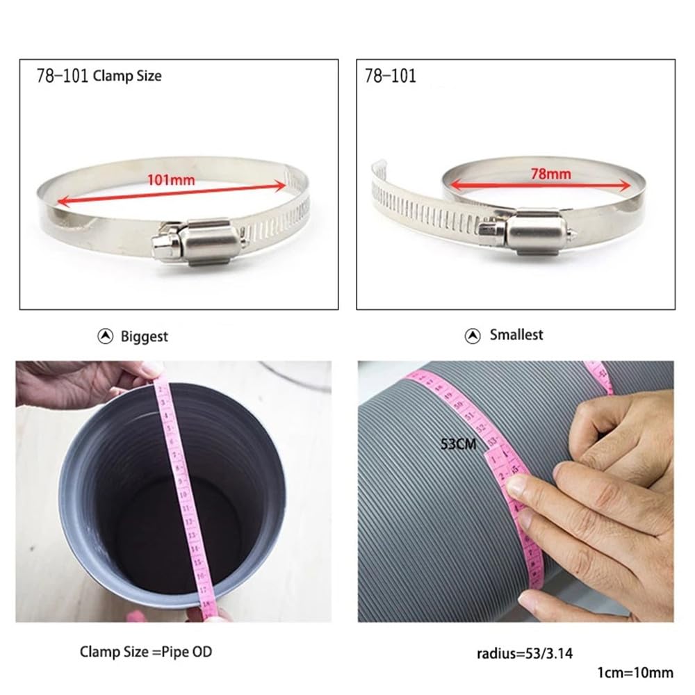 Surtido de abrazaderas de manguera resistentes de acero inoxidable de 1/4" a 2" para plomería, lavadoras y mantenimiento de vehículos, 7,3 mm y 9,0 mm.