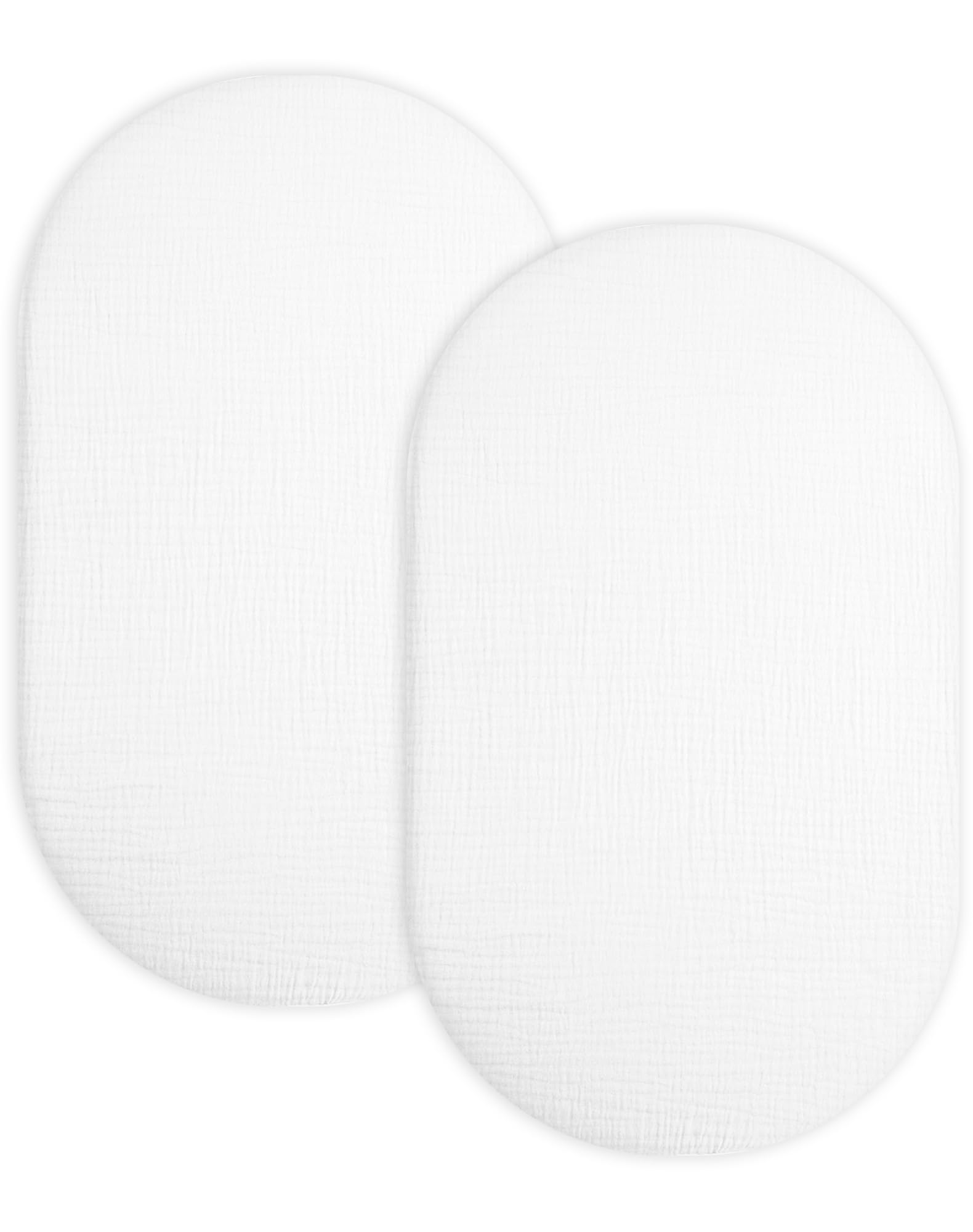 Muslin Bassinet Sheets 2 Pack, 33" x 17", (White-White)