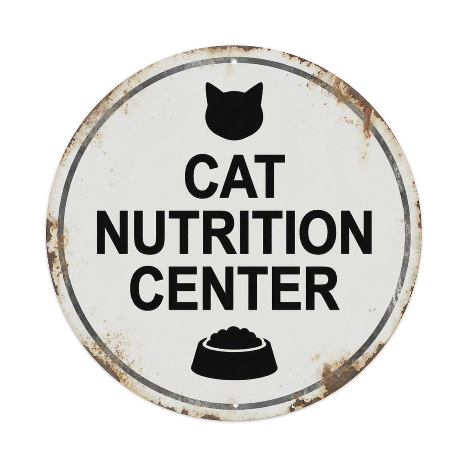 Vintage Cat Nutrition Center Hub Vintage Metal Tin Sign Plaque Wall Decor for Cafe, Club Bar, Office, Garden Metal Poster 8x8Inch