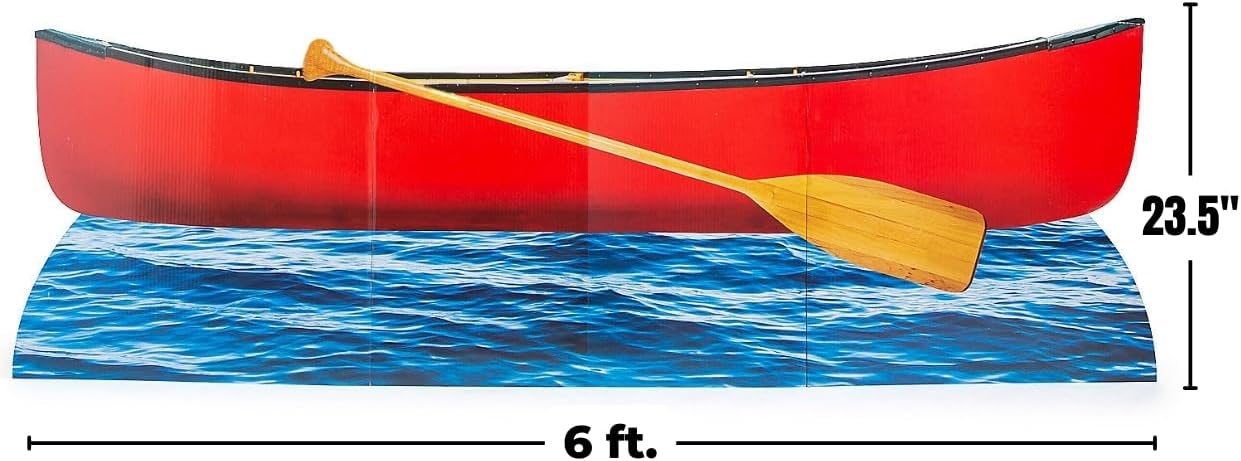 Fun Express Rocky Beach VBS Canoe Cardboard Cutout Stand-Up - Large 6ft Life Size Cardboard Boat Prop for Vacation Bible School Decorations, Camping Party Decorations & Photo Booth Boat Backdrop