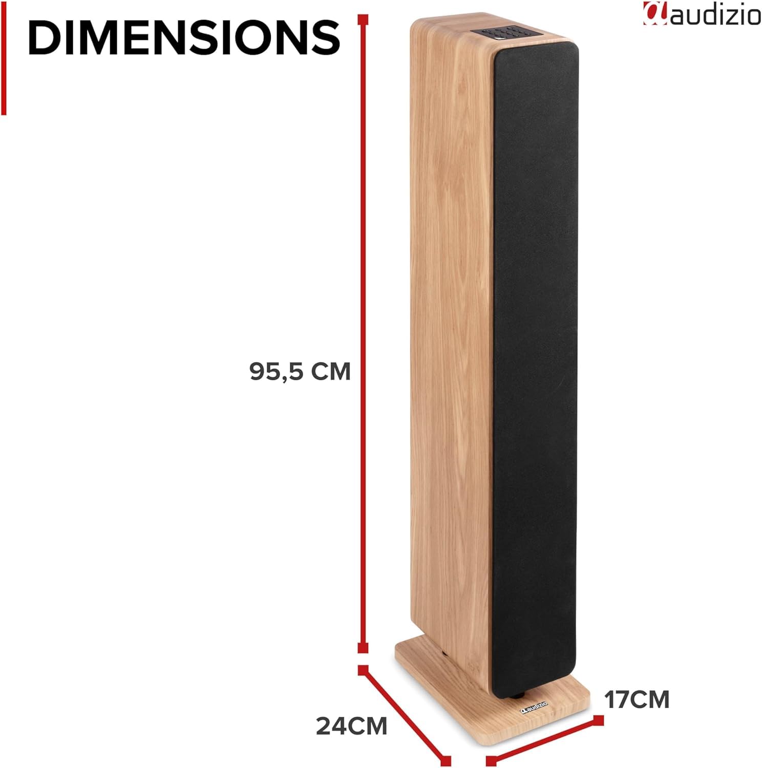 Audizio ARCO Tour De Son Hi-FI BT Chêne Clair 160W - Enceinte Colonne Active Amplifiée avec LED, Mode Stéréo, TV, Streaming et Salon