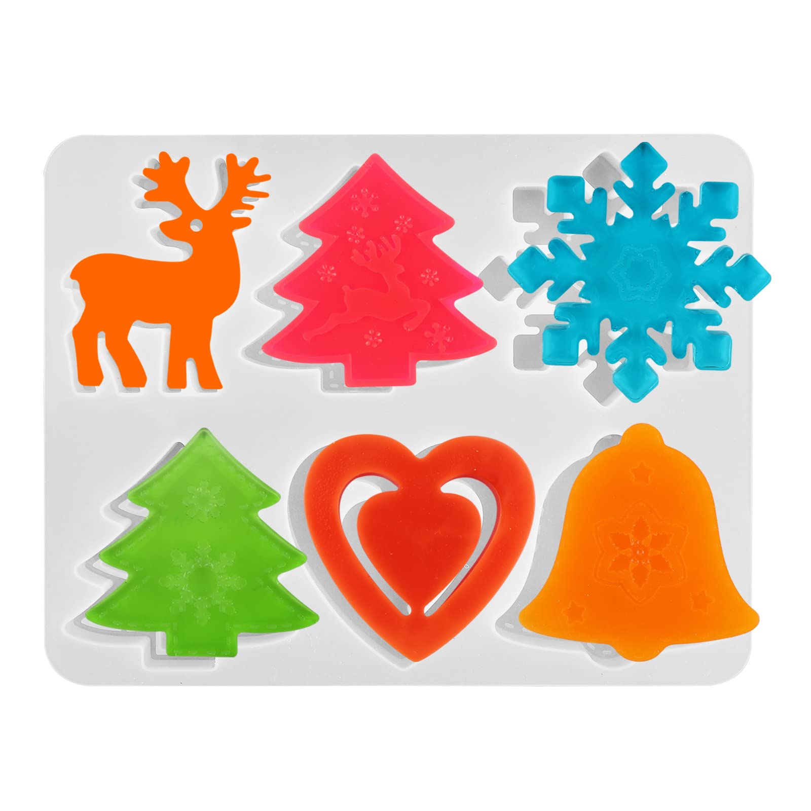 Voyyphixa Stampo Silicone 3D Albero di Natale per Resina con Campanello Stampo per Resina Epossidica Natale Christmas Resin Mold Stampi per Colata Pendente Fai da Te Decorazioni Natalizie