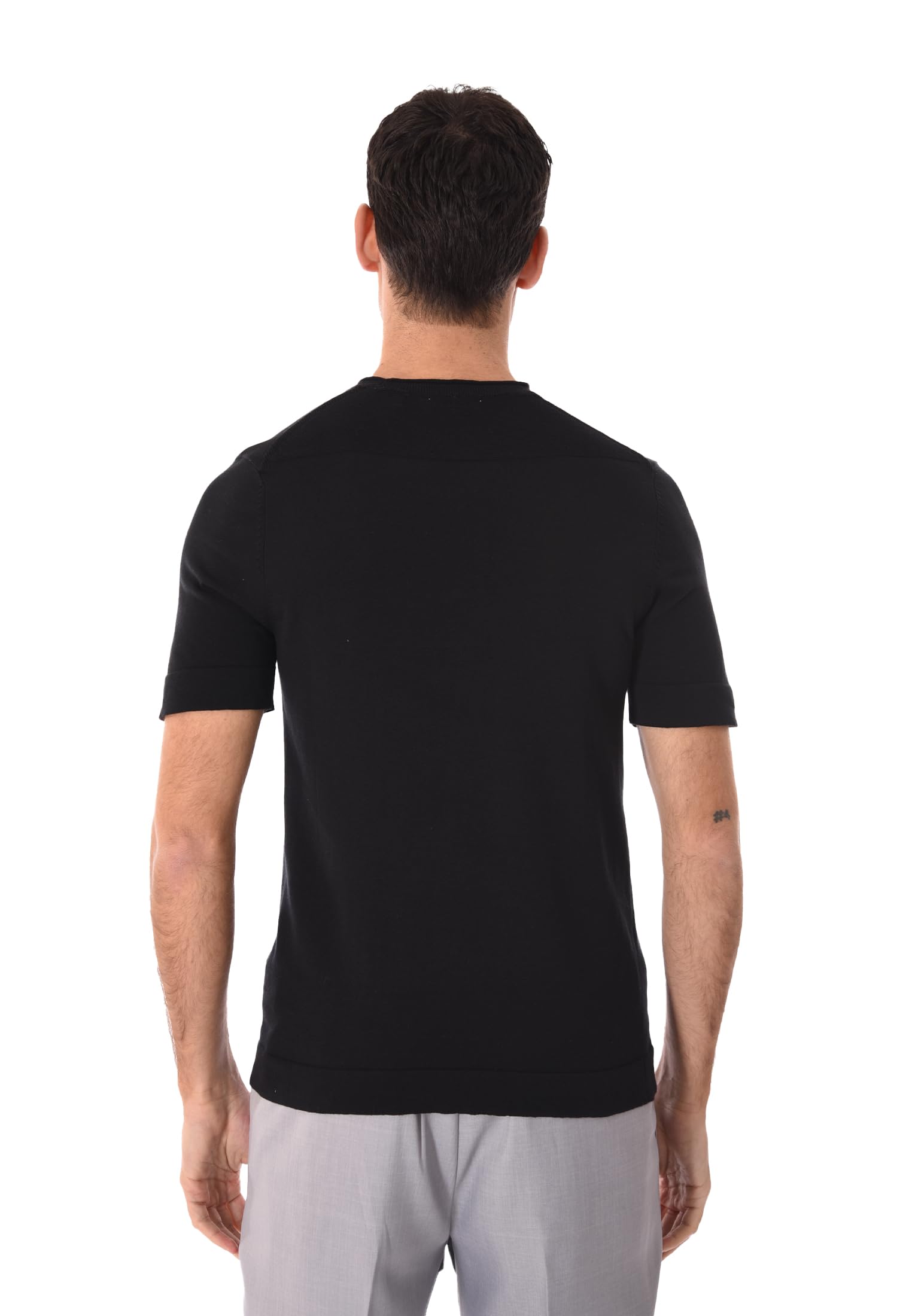 Camiseta de hombre con bolsillo de algodón de manga corta Basic Negro XXL