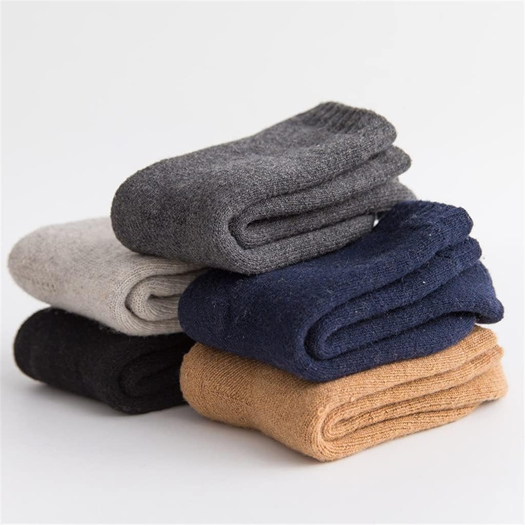 HBJWOV 5 Pairs Winter -Thick Socks Thick Socks Mens Tube Socks Solid Color Huge Thick Snow Socks