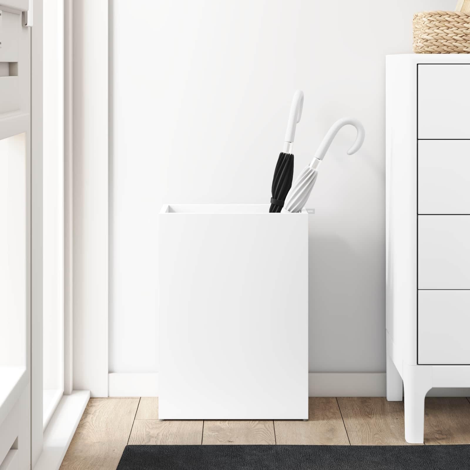 Portaombrelli rettangolare 40 x 20 x 55 cm in materiale di legno, elegante supporto per spazi ristretti e corridoio, porta ombrelloni in bianco
