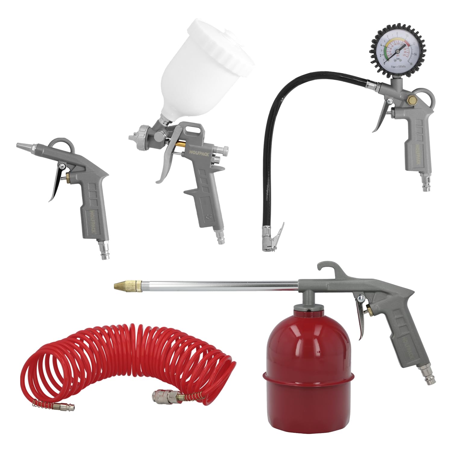 WOLFPACK LINEA PROFESIONAL Compressed Air Compressor Accessories Kit 5 Pieces With Quick Click