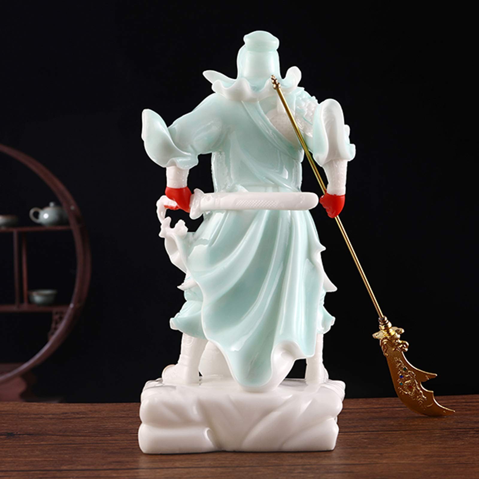 Statue di Buddha Artificiale Giada Buddha Statua squisita cinese Guan Guan Gong Decorazione Statua Guan Yu Buddha Statua Casa Soggiorno Casa Soggiorno Feng Shui Regalo 15 pollici Decorazione Feng Shui