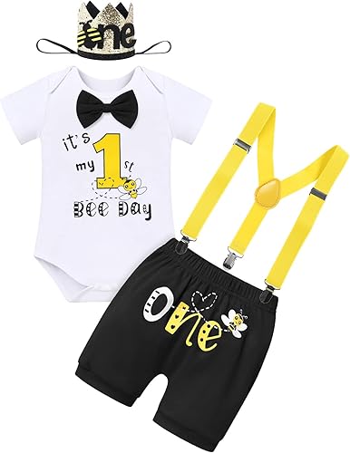 IMEKIS Traje de circo para bebé niño de primer cumpleaños con corbatín + pantalones cortos + tirantes + diadema de carnaval para accesorios
