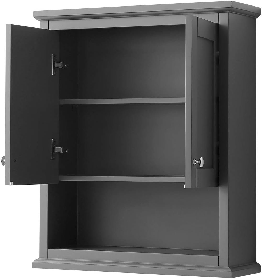Wyndham Collection Avery Wall-Mounted Bathroom Storage Cabinet in Dark Gray