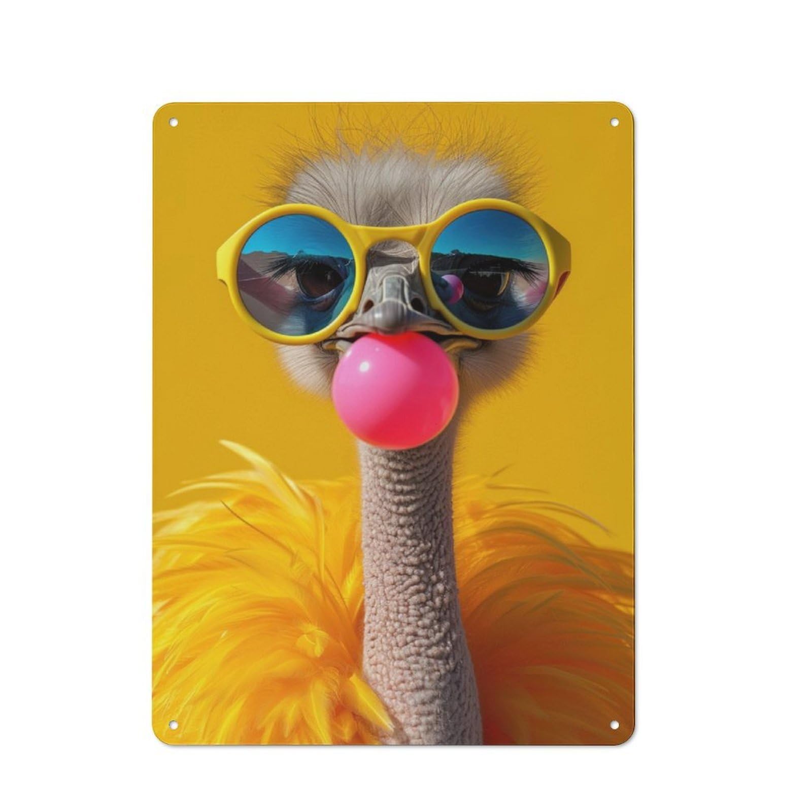 Junmoney Ostrich Bubblegum Retro Metal Sign 40X30cm For Garage Wall, For Home Interiors And Metal Sign Collectors