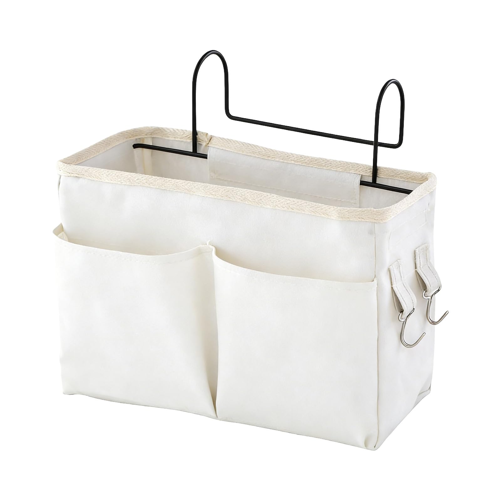 Piceioep Bedside Storage Basket with Multiple Compartments Cotton Fabric Hanging Organizers for Home Organization Bedside Organizers